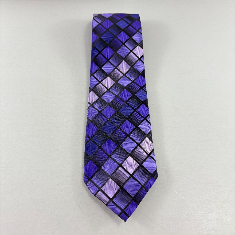 John Ashford Purple Check Men's Tie 3 1/2" x 60"